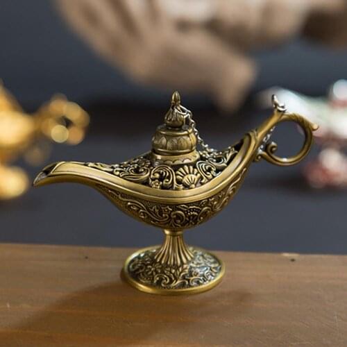 Metal incense burners aladdin magic lamp classic metal crafts wishing lamp aromatherapy furnace home creative decoration gifts