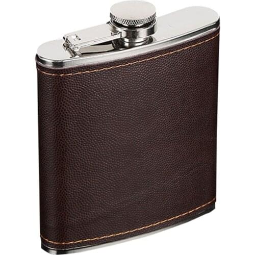 Mini Stainless Steel Wine Bottle 7oz/8oz/9oz PU Leather Surface Hip Flask Portable Travel Whiskey Alcohol Liquor
