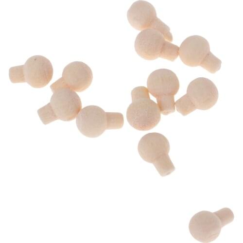 12pcs Dollhouse Miniature Wood Door Knob Round Cupboard Drawer Pull Handle