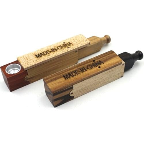 Fashion Smoke Creative Redwood Telescopic Slide Pipes Portable Creative Smoking Pipe Herb Mouthpiece Tobacco Pipe