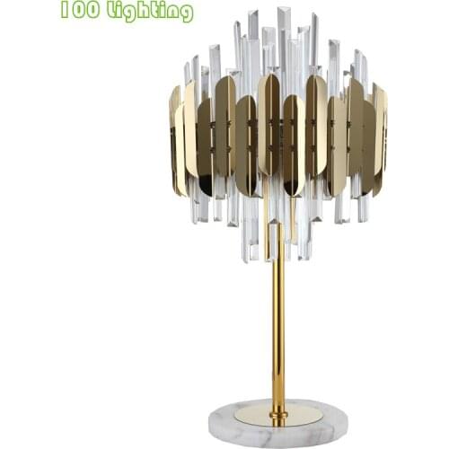 Stainless steel Crystal LED Desk Lamp Gold G4 E14 Bulb Bedside Living room Desk Light Home Atmosphere Light Fixtures Loft Deco