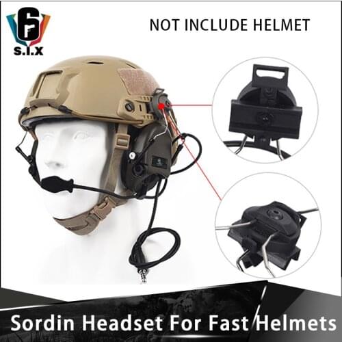 Z TAC Sordin Headset Noise Canceling Earphone With FAST Helmet Rail Adapter Set For Military Airsoft Hunting Headphone