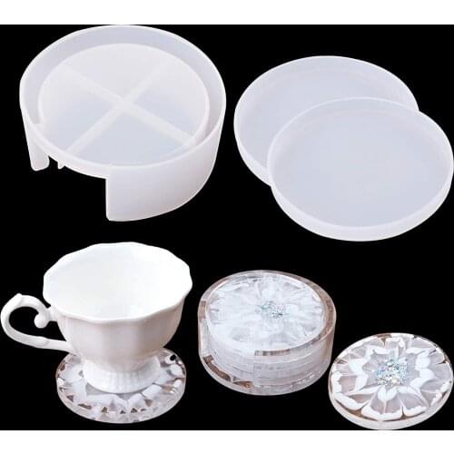 New Round Coaster Box Crystal Silicone Resin Mold DIY Epoxy Resin Mould Coaster Storage Box Molds Set Handcraft Making Tools