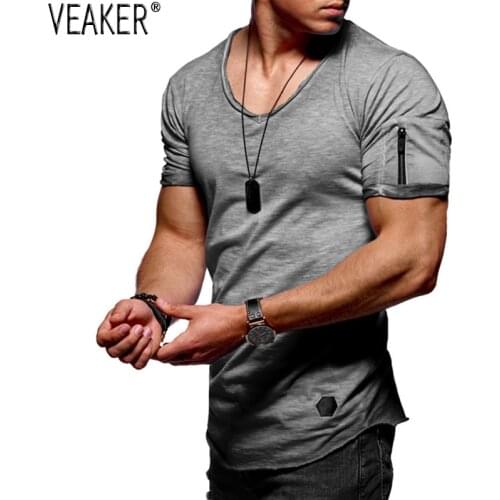 2019 New Mens Hip Hip T shirt Fitness Bodybulding T shirts High Street Summer Short Sleeve Zipper t-shirts tops Plus Size 4XL