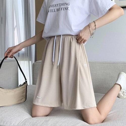 2021 New Hot Summer Womens Shorts Casual Ice Silk Biker Shorts Women Plus Size High Waist Shorts Fashion Short Pants Streetwear