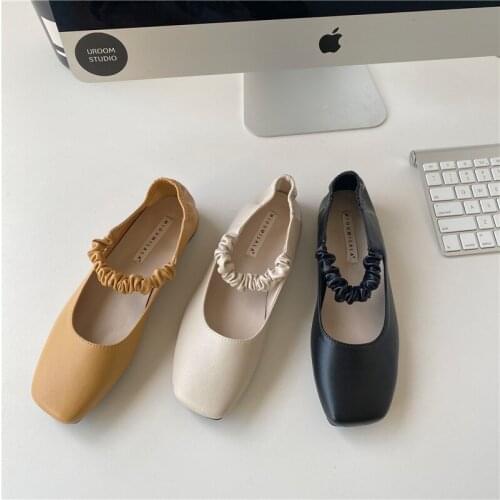 2021 Fall New Fashion Square Toe High Quality Leather Comfortable Ladies Single Shoes