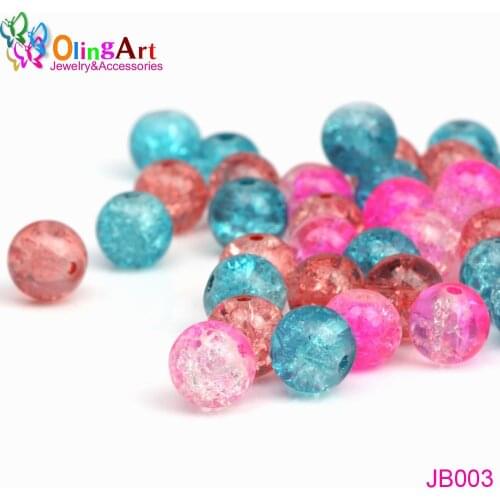 OlingArt Glass Round Bead 6MM/8MM gradients Mixed color Crack Crystal spacers DIY Bracelet necklace jewelry making 2017 NEW