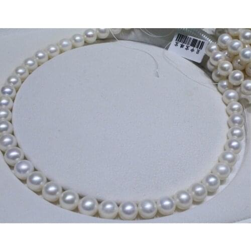Natural Freshwater Pearl Necklace 9-10 mm Grade AAAA Round Shaped Beads 36cm DIY Strand For Gift Jewelry Accessory