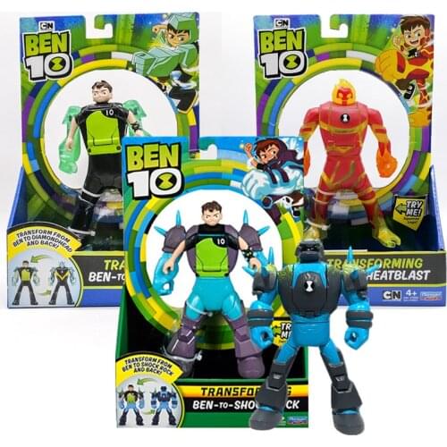 Genuine Ben10 Action Figure Ben Tennyson Transform Shock Rock Diamondhead Heatblast PVC Model Toy Collections