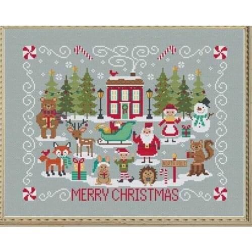 Popular Embroidery Christmas in the Woodlands Cross Stitch vs Needlepoint with 100% Cotton Floss & Free Shipping for Home Decor