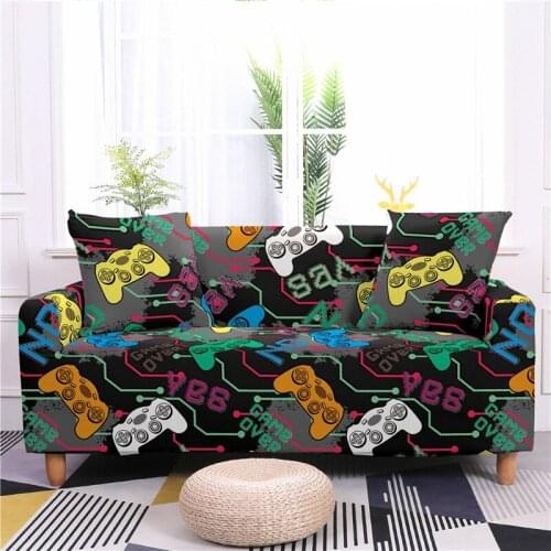 Luxury 3D Game Console Print Stretch Sofa Seat Cover Sofa Cover Slipcover for Living Room Elastic Sofa Cover 1/2/3/4 Seater