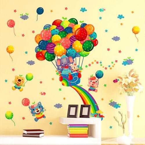 Removable Colorful Balloon Animal Wall Decor PVC Home Baby Nursery Room 3D Decal