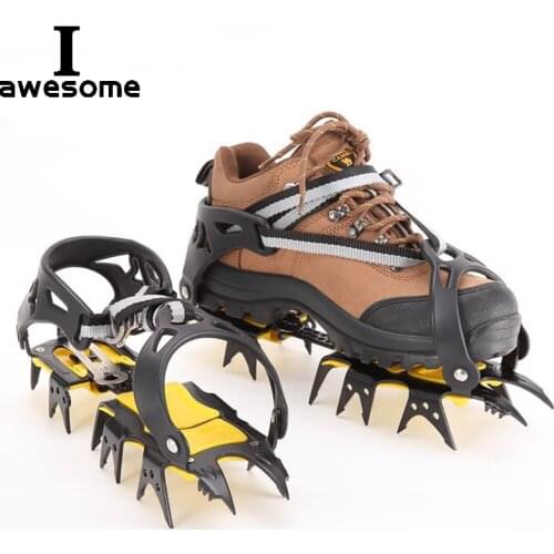 18 Teeth Steel Ice Gripper Spike for Shoes Anti Slip Hiking Climbing Snow Spikes Crampons Cleats Claws Grips Outdoor Boots Cover