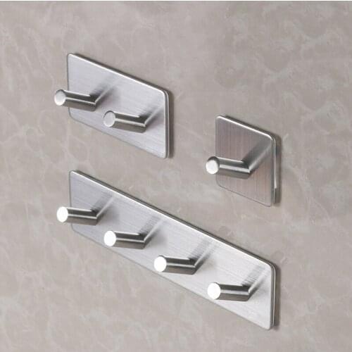 Strong Suction 3M Glue Adhesive Wall Door Hooks Stainless Steel Clothes Bags Hanger Bathroom Kitchen Accessories Storage Hook