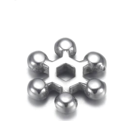 Stainless Steel Snowflake Spacer Bead Polished 2mm Hole Metal Beads Bracelet Supplies for DIY Jewelry Making Accessories