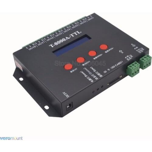 T8000A T-8000A LED RGB Controller 8192 Pixel for WS2812B WS2811 TM1804 LPD6803 IC Pixel LED Strip Controller with Power Adaptor
