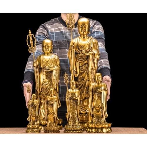 24 CM TALL Ksitigarbha Bodhisattva Buddha figure # Buddhist disciple HOME family efficacious Protection FENG SHUI copper statue