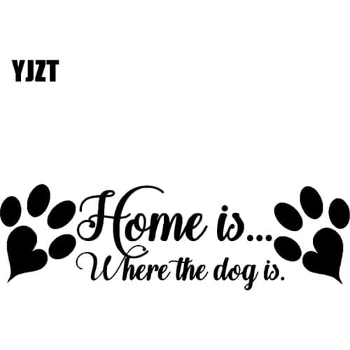 YJZT 12.7CM*3.9CM Home Is Where The Dog Is Vinyl Car Sticker Decals Black/Silver C10-00446