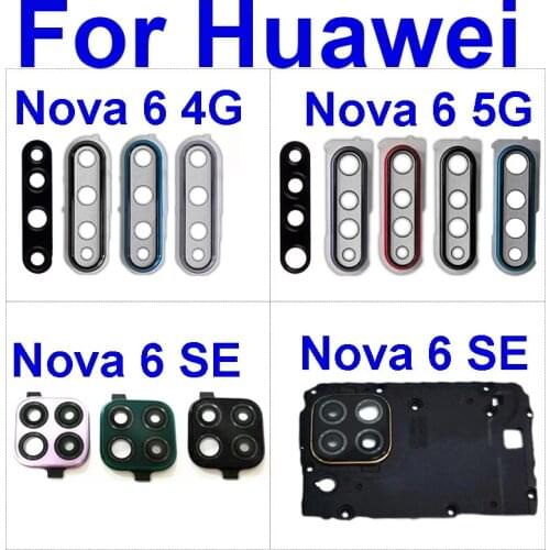 Rear Back Camera Glass Lens Frame For Huawei Nova 6 4G 5G Camera Glass Lens Cover With Adhesive Sticker Repair Repalcement Parts