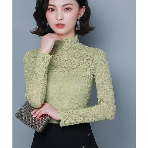 Women Blouse Shirt Lace Long Sleeve Top Womens Shirts Blusas Ropa De Mujer