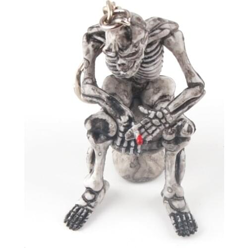 1 Pcs Creative Skull Toilet Purse Bag Rubber Keychain Keyring Car Ornament Accessories Charm Pendant Funny Gifts Car Ornament