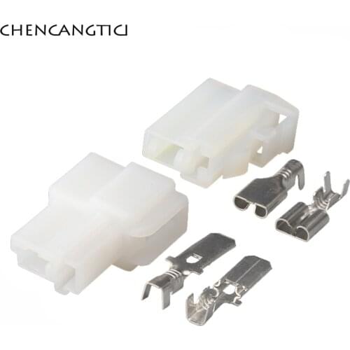 5 Sets 2 Pin Way Connector Automotive 6.3MM Series Plug with Terminal Made in China For Car DJ7022A-6.3-11 6070-2471 6070-2481