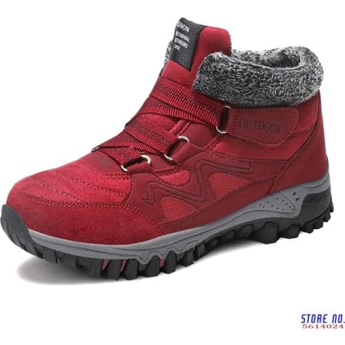 2020 Winter Boots Warm Snow Boots Waterproof Cow Suede Shoes Female Ankle Platform Boots Plus Size Combat Boots Women