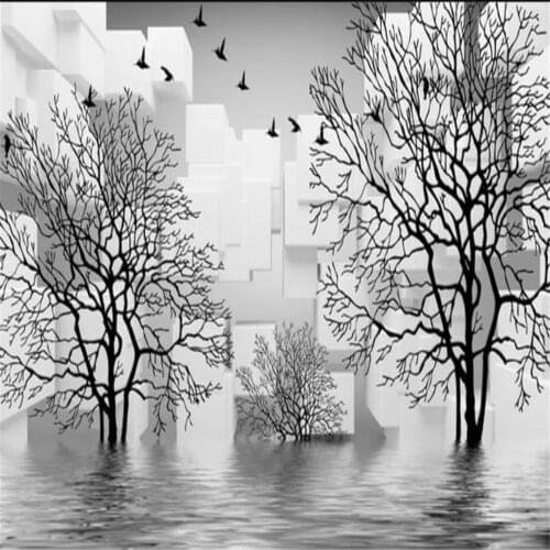 Custom 3d stereoscopic wallpaper 3D abstract water forest wallpapers TV background wall