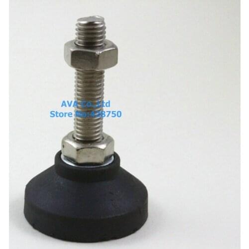 4 Pieces Adjustable Thread 50mm Dia Round Base M12 x 50mm Leveling Foot Mount Pad