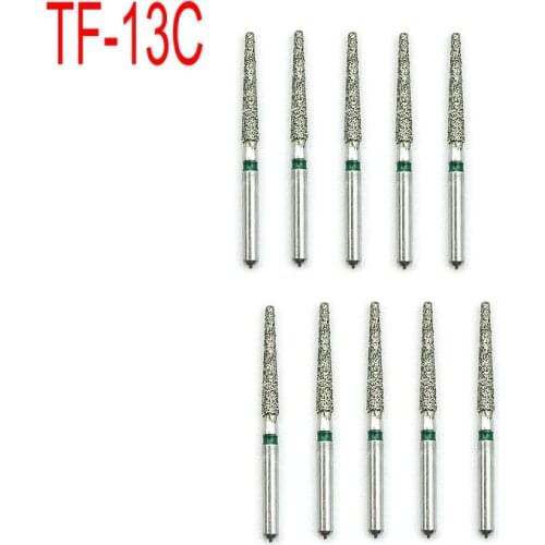 10pcs/Box Dental Diamond Burs Drill for High Speed Handpiece Handle Diameter 1.6mm Dentist Tools Dentistry Material TF-13C