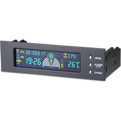 5.25in Bay Front LCD Panel 3 Fan Speed Controller CPU Temperature Sensor Three Sets Of Fans Can Be Controlled Dropshipping