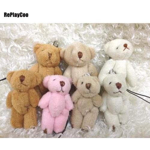 50pcs/lot Mini Teddy Bear Stuffed Plush Toys 6cm Small Bear Stuffed Toys pelucia Pendant Kids Birthday Gift Party Decor 005