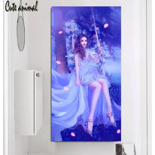 5d Round Diamond Painting Hot selling home art, Forest fairy girl swinging,Full Drill Square Embroidery Mosaic Decor Gift