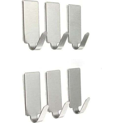 6/12PCS Self Adhesive Home Kitchen Wall Door Stainless Steel Holder Hook Hanger Hook Hanger Hooks For Hanging Holder Hook