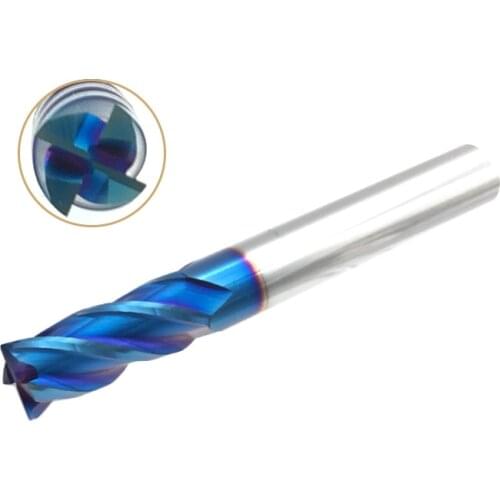 8mm End Mill HRC65 4Flute D8*60mm*4T Solid Carbide Fat End Mills Straight Shank nACo Blue Coated Milling Cutter Tool