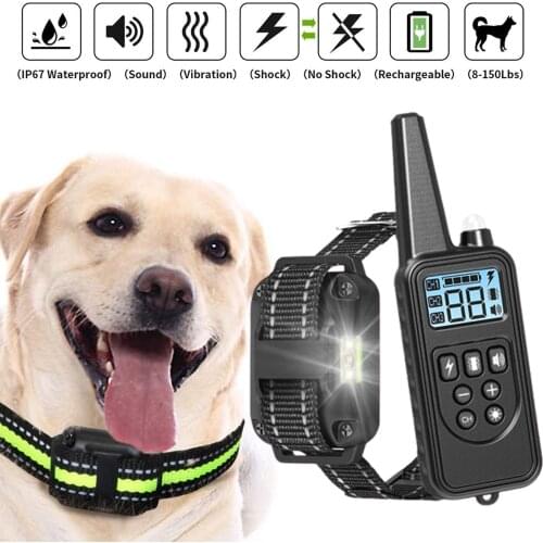 800m Remote Pet Dog Training Collar Electric Ultrasonic Anti Barking Device USB Rechargeable Waterproof Shock Vibration Sound Re
