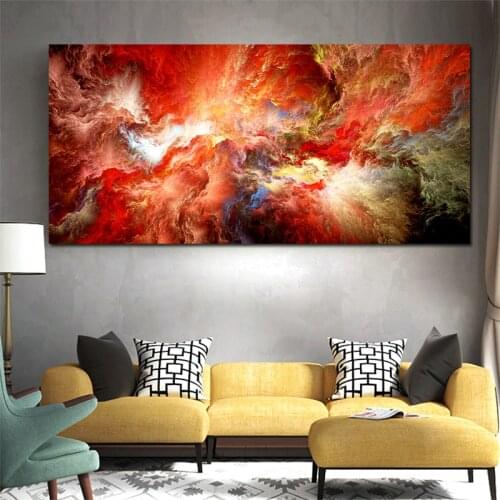 CNPAINTING Painting Cloud Abstract Wall Picture for Living Room Canvas Modern Art Orange Whtie Poster and Print No Frame