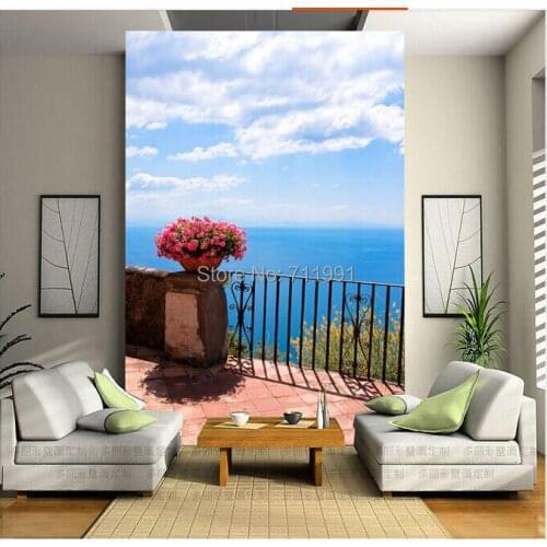 Free shipping custom wallpaper mural in modern 3D entrance hallway corridor room background wall paper Med Aegean Sea
