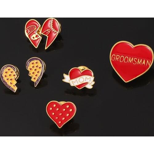 Broken Heart Beer Earth Finger Pizza Brooches Enamel Pins Lapel Pin Men Women Bag Badges Jewelry Couple Gifts