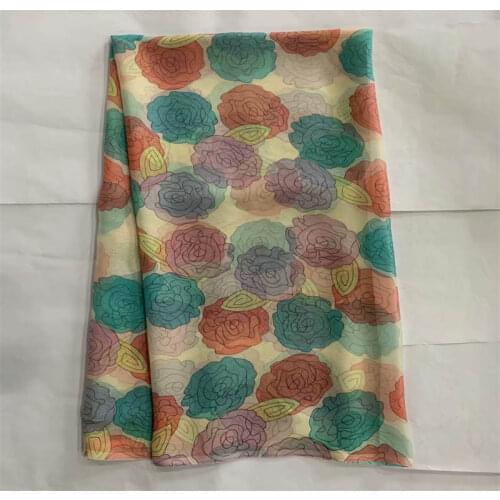 CWE/ 2021 New fashion printed design silk fabric african soft Silk Chiffon Printing lace fabric for dress 5Yards/pc (02172