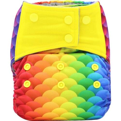 Baby Diapers Reusable Nappies Rainbow Cartoon Positional Digital Print Newborn Cloth Diaper Washable Pocket Diaper Cover Pants