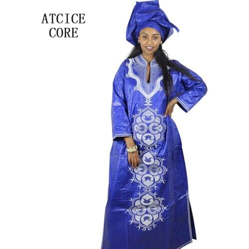African dresses for woman bazin riche embroidery design dress long dress with scarf TX001