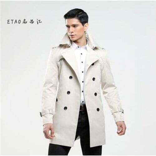 Double-breasted mens trench coats ветровка khaki chaquetas man clothes slim fit overcoat long sleeve new designer spring autumn