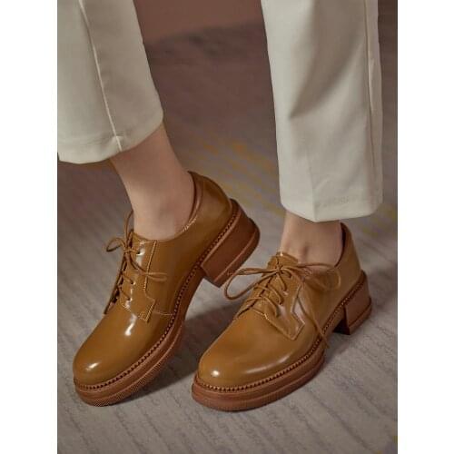 EshtonShero Female Pumps Leather Shoes Women Round Toe Low Heel Leisure Lofers Flats Comfortable Casual Womens Shoes Loafers