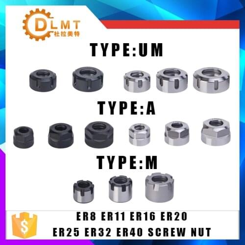 1PCS ER8 ER11 ER16 ER20 ER25 ER32 A/M CNC Router Engraving ER20 Nuts ER High Precision Machine Nut ER Collet Accessory Sparepart