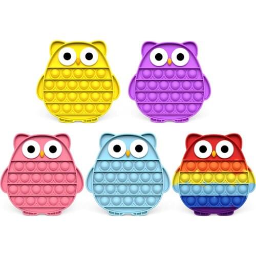 Hot sale Soft Fun Owl Shape Autism Push Bubble Sensory Toys Desktop Puzzle Anti Stress Toys Cup Mat Squeeze Toys dropshipping