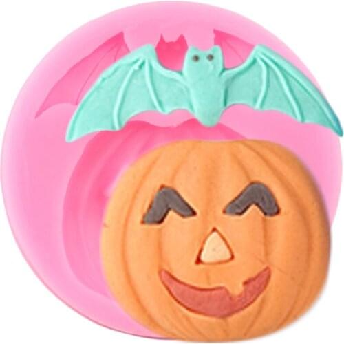 Halloween Pumpkin Bat Silicone Molds Cupcake Topper Fondant Mold DIY Party Cake Decorating Tools Chocolate Gumpaste Moulds