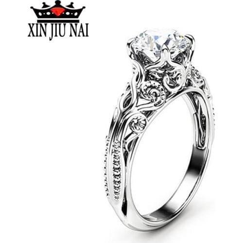 Delicate Zircon Silver Antique Ring Exquisite Engagement Ring Fashion Jewelry Wedding Rings for Women Bague Femme Anillos Mujer