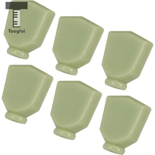 Tooyful 6 Pcs Plastic Jade Green Trapezoid Guitar Tuning Peg Key Tuners Machine Heads Button Knobs Handle Cap