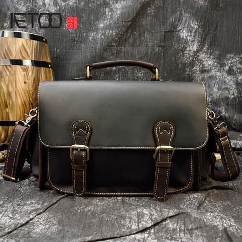 AETOO Crazy horse leather camera bag, leather messenger bag, outing camera protection bag